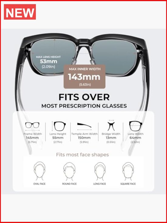 Polarized UV400 Fit Over Glasses Sunglasses TR90 Frame main image 5